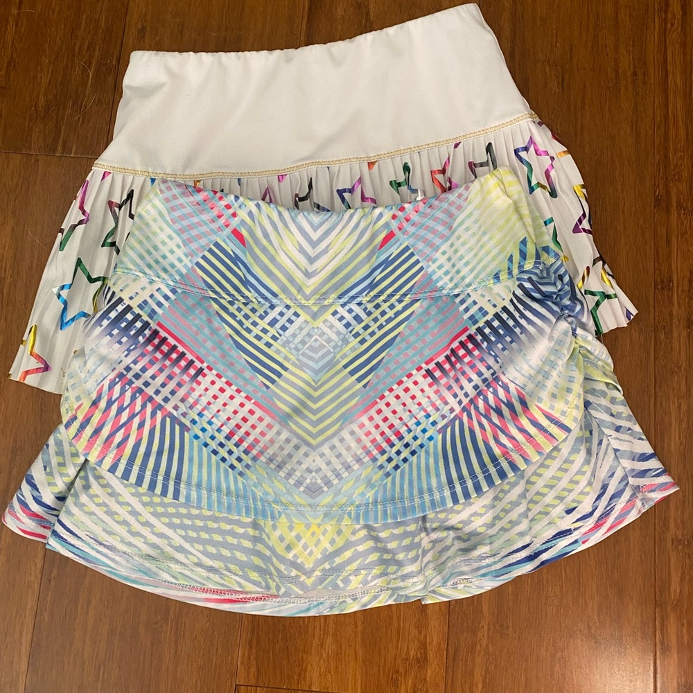 Two Girls Lucky in Love Tennis Skirts 🎾🎾